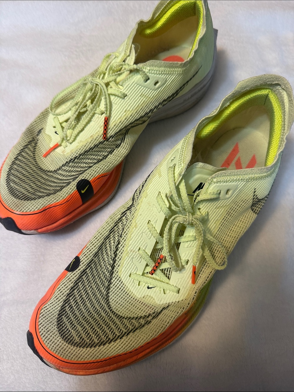 Men’s Nike ZoomX Vaporfly Next% 2 Yellow-Volt Running Shoes with Orange Accents